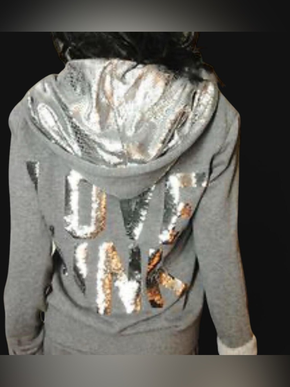 Victoria’s Secret PINK y2k shimmer sequin grey hoodie